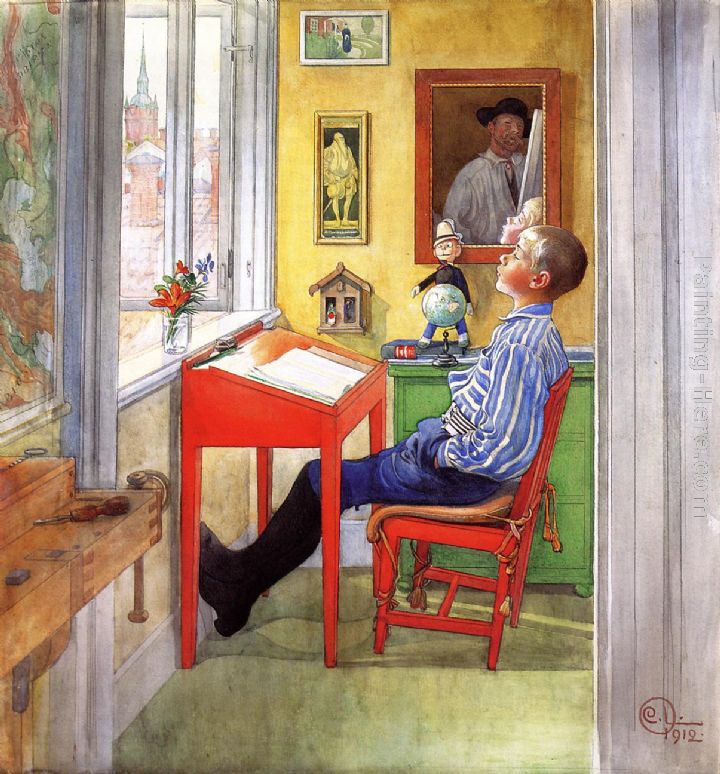 Esbjorn Doing His Homework painting - Carl Larsson Esbjorn Doing His Homework art painting
